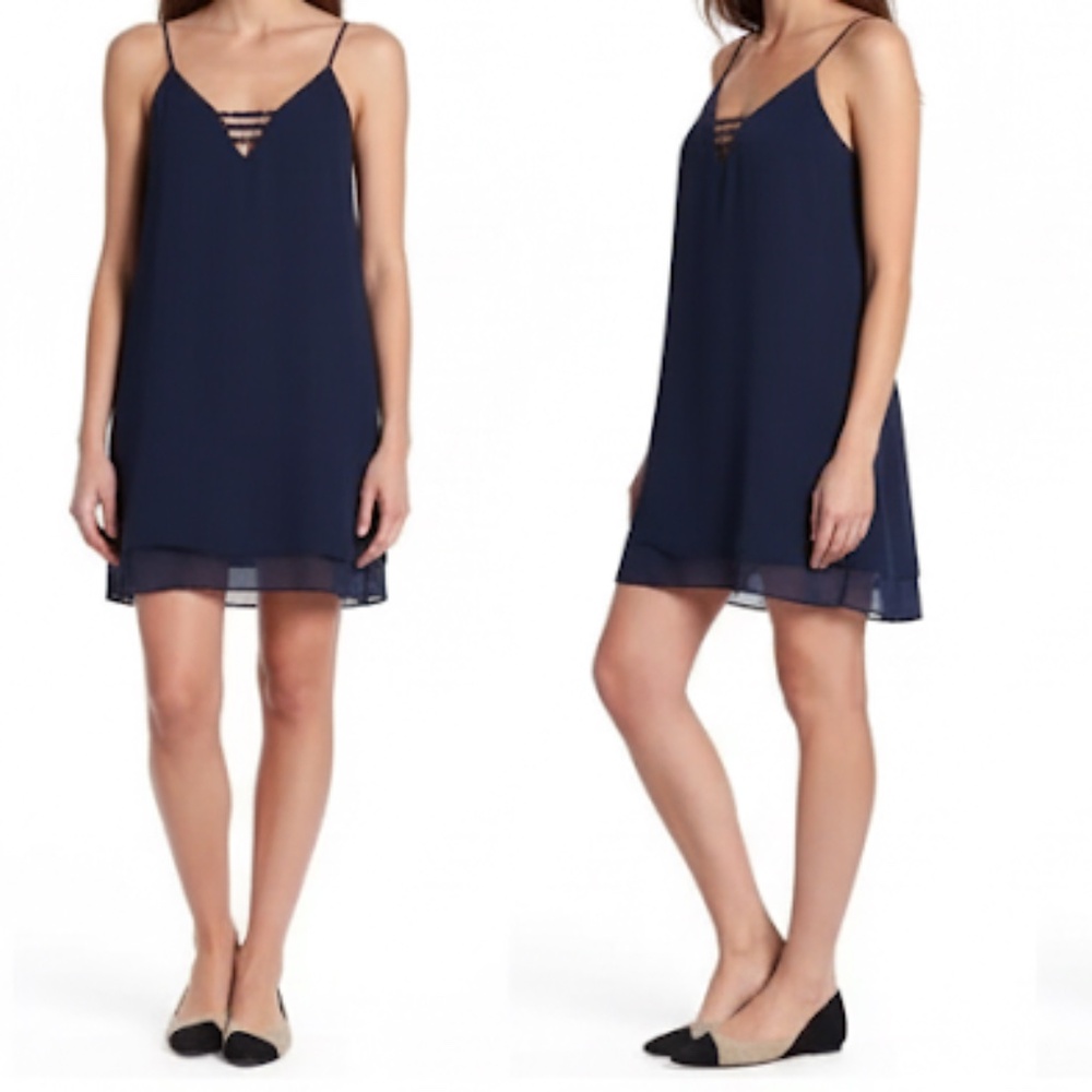 NWT Haute Hippie Blue Embellished Silk Slip Mini Dress V-Neck M